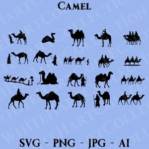 20 Camel Svg Bundle, Png, Jpg, Ai, Commercial Use, Camel Clipart, Traveler Svg, Animal Svg, Silhouette, Digital Download,Cricut Cut File, C2