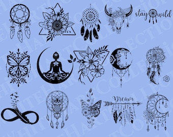 15 Boho Svg, Png, Jpg, Ai, Commercial Use, Boho Design Svg, Complex Boho Design Svg, Boho Butterfly Svg, Boho Cricut Cut Files, B1