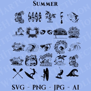 25 Summer Svg, Png, Jpg, Ai, Commercial Use, Surf Svg, Summer Time Svg, Holiday Svg, Beach Svg, Vacation,Digital Download Cricut Cut File,S1