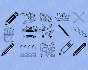 15 Pencil Svg, Png, Jpg, Ai, Commercial Use, Back to School Svg, Pencil Name Frame, Teacher Svg, Pencil Clipart, Cricut Cut File, Pencil 1