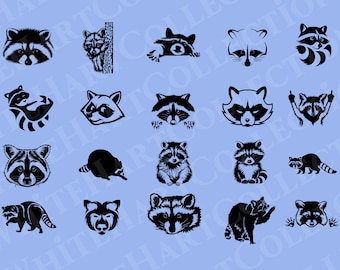 20 Raccoon Svg Bundle, Png, Jpg, Ai, Commercial Use, Cute Raccoon Svg, Cartoon Raccoon Svg, Animal,Digital Download,Cricut Cut File, R1