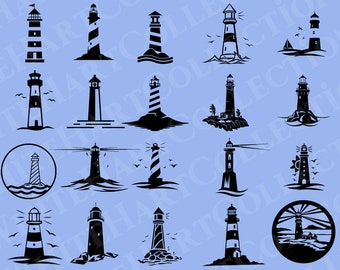 20 Lighthouse Svg Bundle Commercial Use Svg, Png, Jpg, Ai, Sea Svg, Lighthouse Clipart, Lighthouse Silhouette, Cricut Cut File, LH2