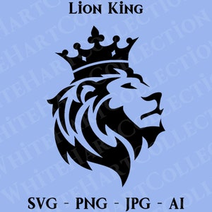 Rey León Svg, Png, Jpg, Ai, Uso Comercial, León con Corona, Rey Animal Svg, Rey de la Selva Svg, Descarga Digital, Archivo de Corte Cricut, León 2