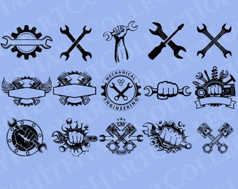 15 Repair Svg Bundle Commercial Use Svg, Png, Jpg, Ai,  Engine Svg, Wrench Svg, Wrench Silhouette, Mechanic Logo, Cricut Cut File, R1