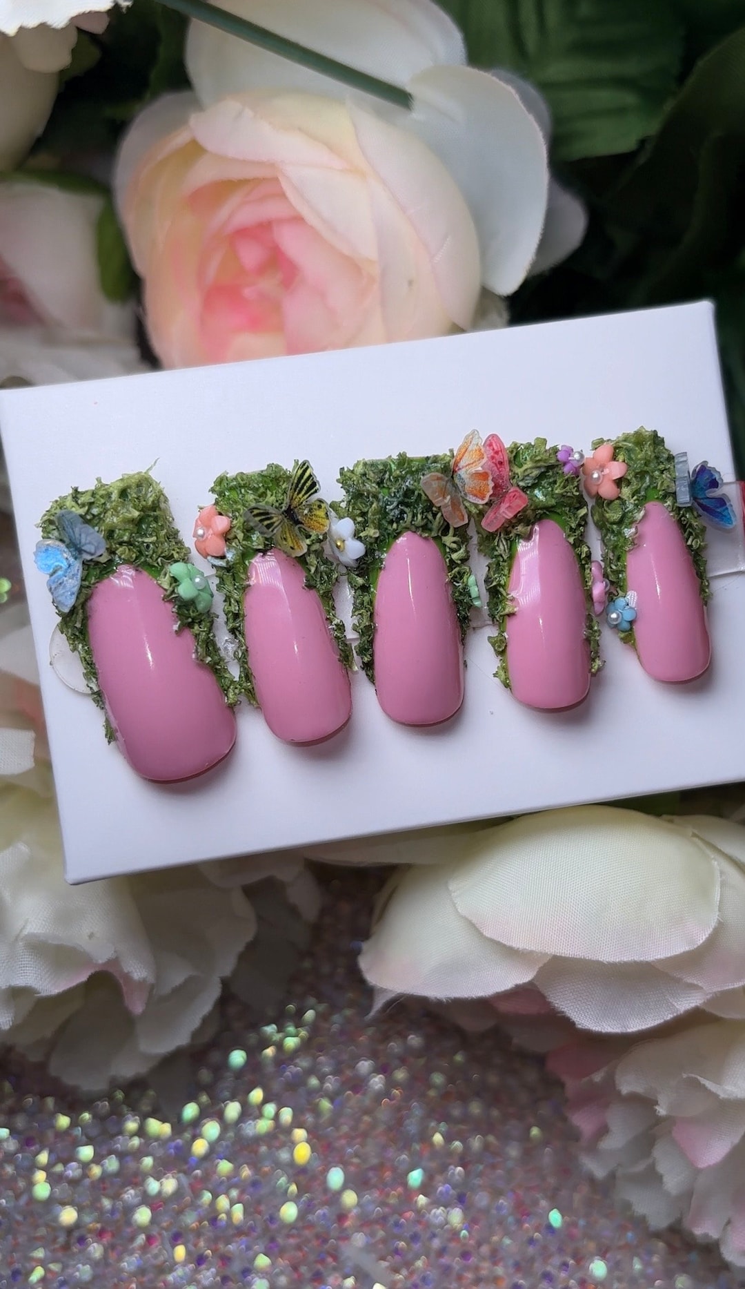 Garden Nails Classic French Tip False Nails Press on Nails Apres Moss