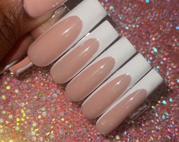 Black French Tip Nails Press on Nails Pressons Etsy