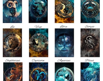 Zodiac Signs PNG Files, 12 Zodiac Signs Png Options, Astrology Symbols Digital Files, Astrlogy Home Gift, Horoscope Gift, Zodiac Art Decor