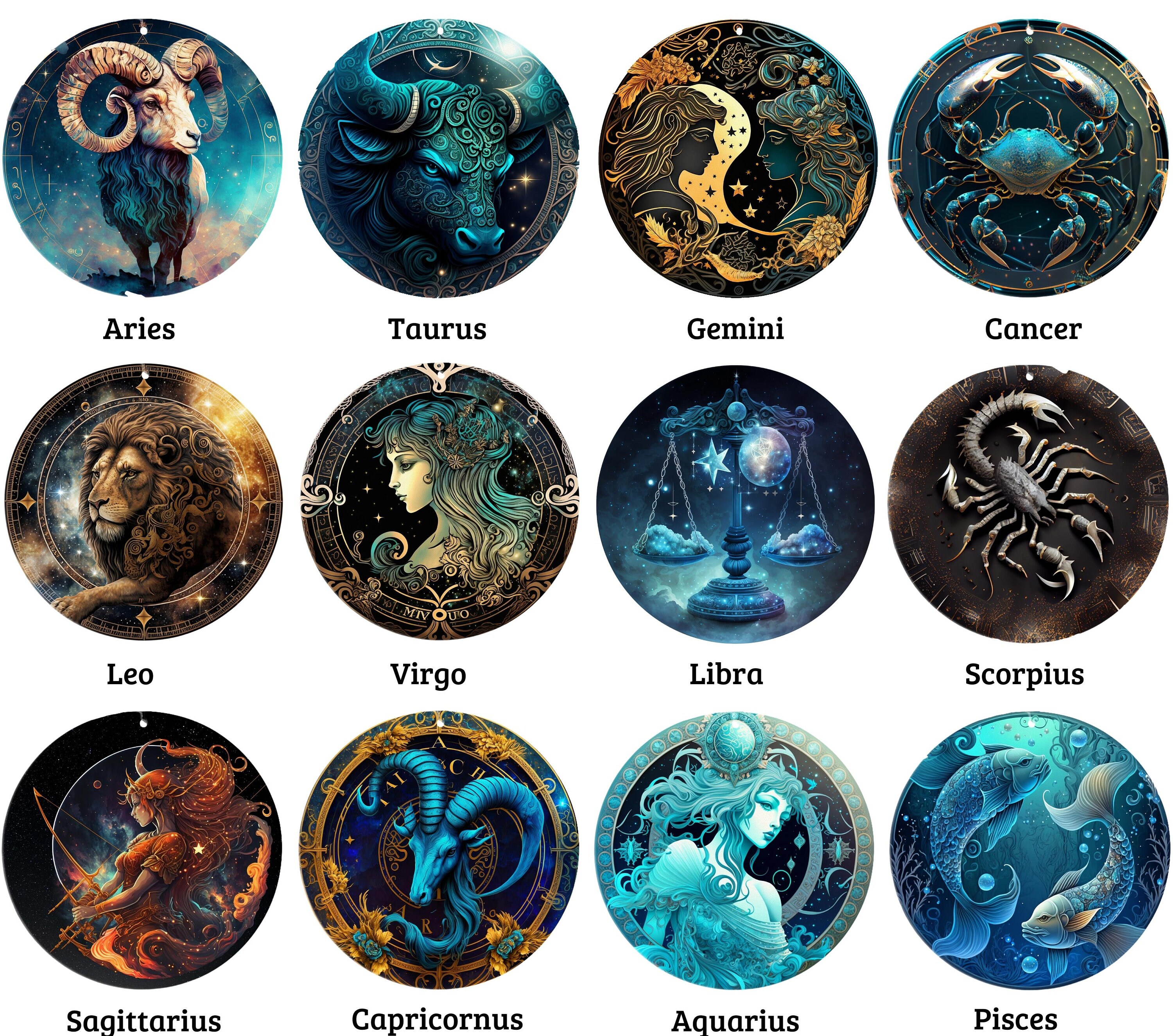 12 Zodiac Signs Options Ornament, Astrology Symbols Ornament, Astrlogy Home Gift Ornament, Horoscope Gift, Tee printing details in the link.