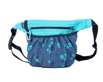 Dog training treat pouch with magnetic fastening, grease resistant - Turquoise