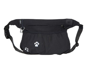 Treat pouch black with reflective paws XL - grease resistant