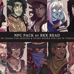 NPC Pack 10 Character Designs for TTRPGS D&D - Digital Download