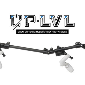 May include: A black carbon fibre VR stock with a black undermount grip and a black side mount. The stock is labelled "UP-LVL" and "MAGNI-GRIP UNDERMOUNT CARBON FIBRE VR STOCK".