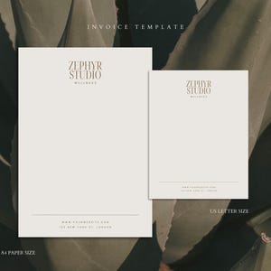 ZEPHYR / Plantilla de membrete empresarial minimalista / Papel con membrete editable de Canva / Diseño profesional / Logotipo gratuito / Beige / Boho