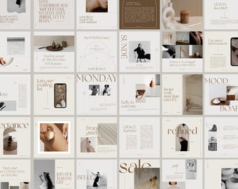 ZEPHYR | Minimalist Instagram Template Set | 30 Aesthetic Social Media Designs | Canva Templates Business | Digital Download | Feed Stories