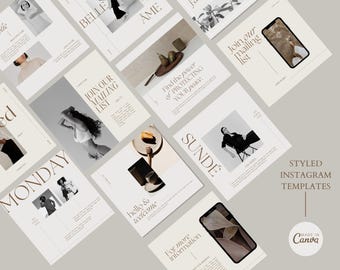 ZEPHYR | Instagram Templates | 30 Social Media Designs | Minimalist Canva Templates | Download | Aesthetic Posts Stories Brand Identity