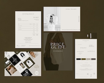 Wedding Photography Branding Kit | Logo, Invoice & Guide Canva Templates | Branding Suite | Pricing Brochure | AG