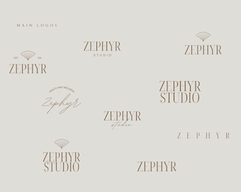 ZEPHYR | Modern Business Logo | Editable Canva Template | DIY Branding Kit for Small Business Owners | Digital Download | Boho Logos | Beige