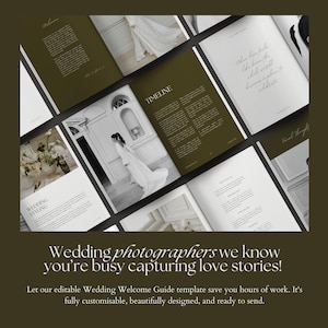 AG / Guía del cliente de fotografía de bodas / Guía de bienvenida de Canva / Descarga digital / Folleto personalizable / A4 y carta de EE. UU. / Diseño elegante