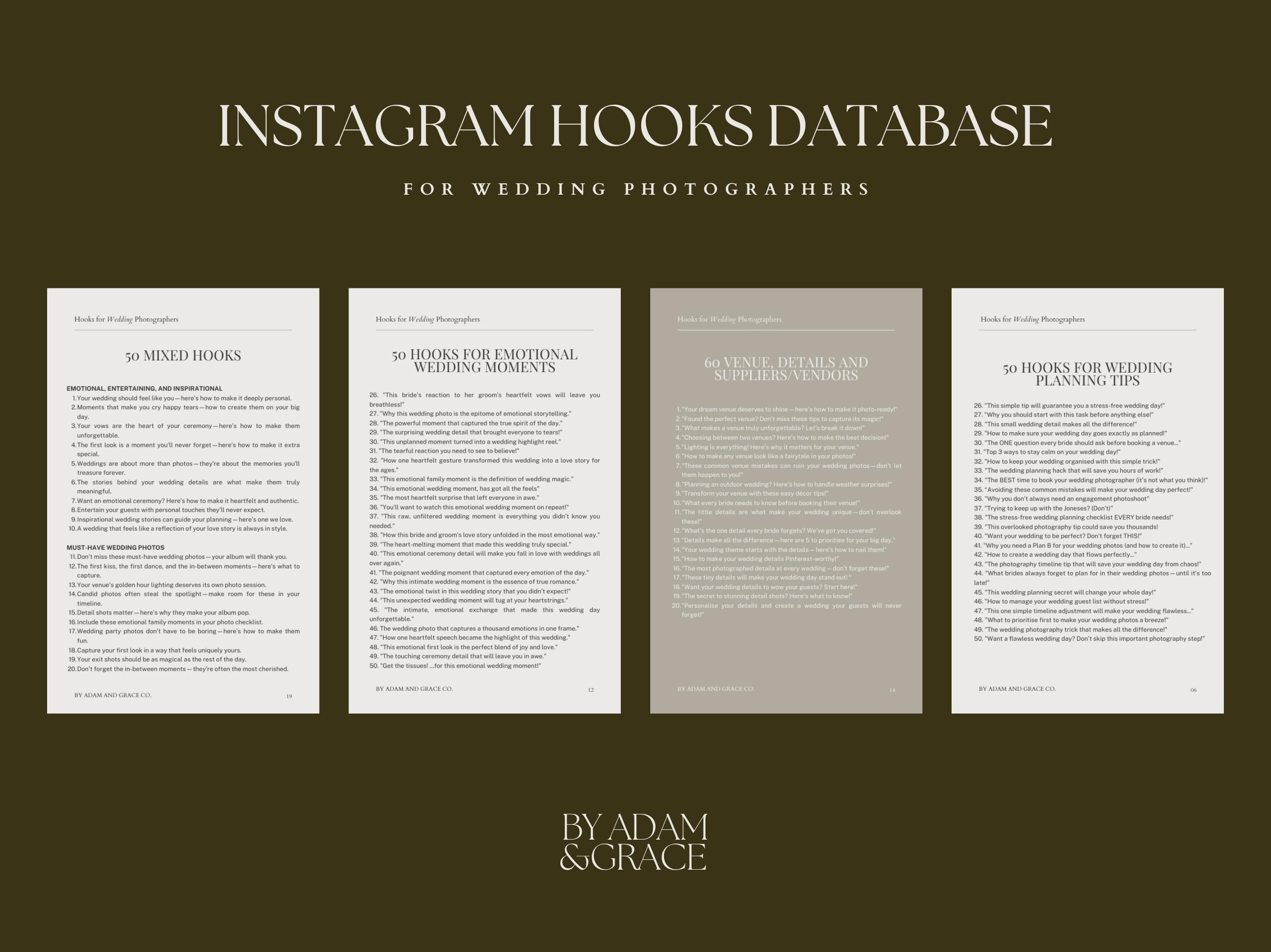 Wedding Photographer Social Media Hooks | Canva Templates | Content ...