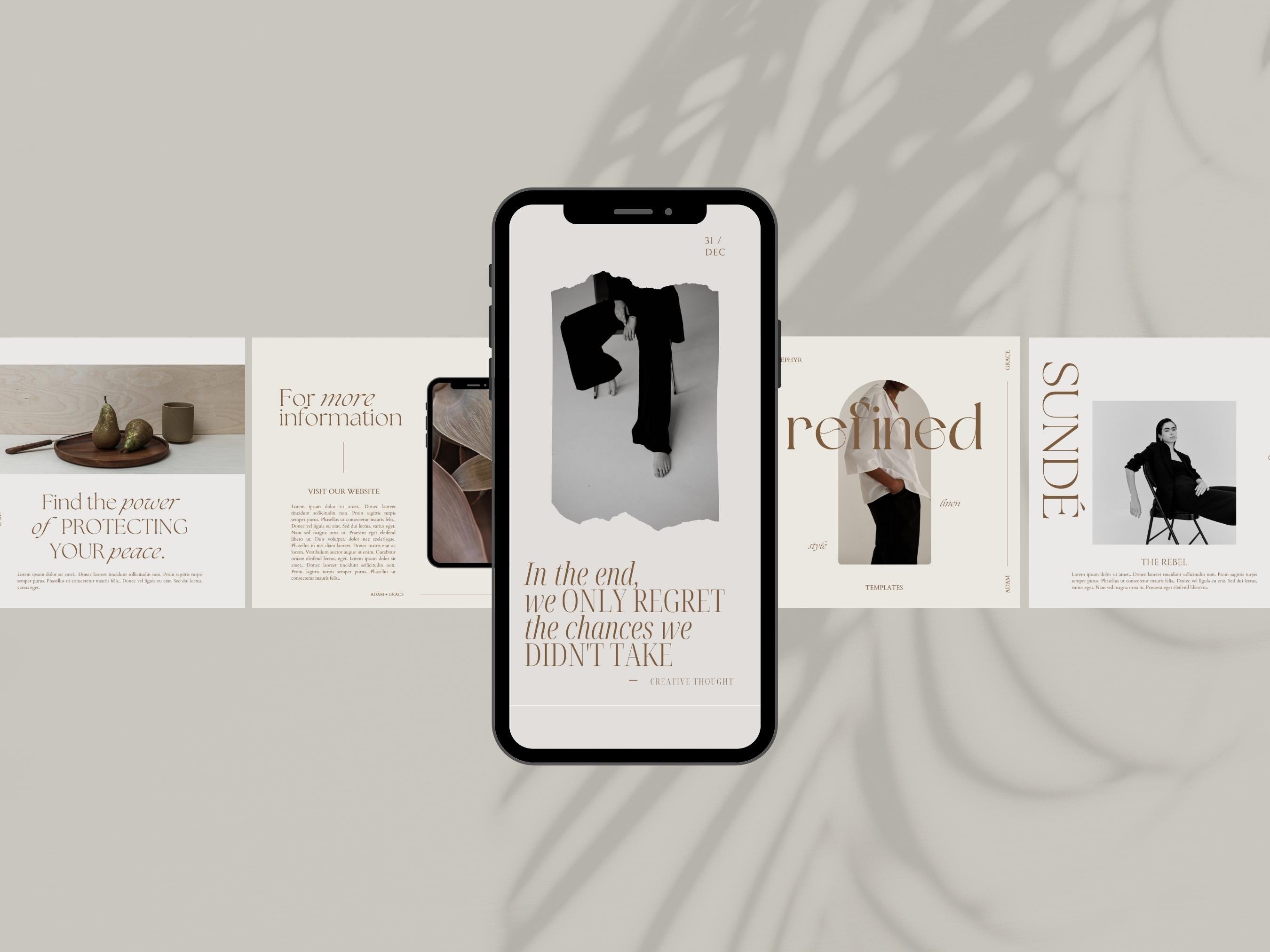 ZEPHYR | Social Media Kit | 30 Elegant Instagram Templates | Minimalist Canva Download | DIGITAL | Aesthetic Visuals for Creative Businesses