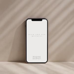 iPhone Mockup PSD | Minimalistisk neutral scen | Högupplöst smart objekt | Telefonskärmmockup | Etsy | Instagram-varumärke | Modern | Minimalistisk