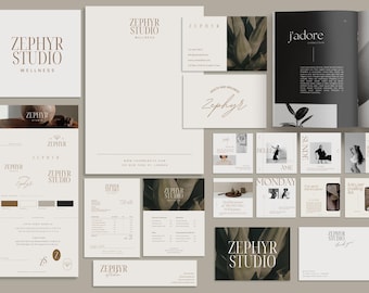 Ultimate Brand Identity Kit | Logo, Business Cards, Invoice, Price List | Social Media Templates, Welcome Guide, Brochure, Stickers | ZEPHYR