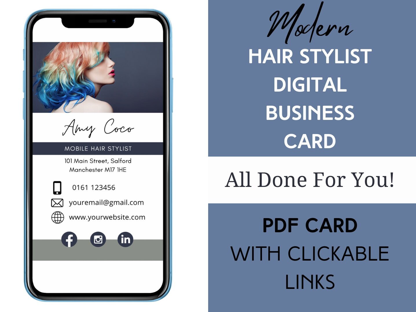 Digital Business Card Hair Stylist Done for You PDF With - Etsy Digital Business Card Hair Stylist Done for You PDF With - Etsy