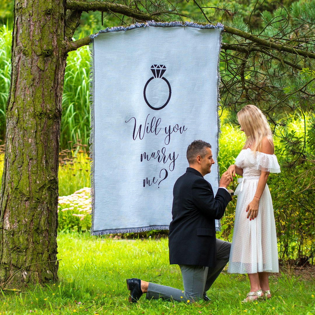 Will You Marry Me Woven Blanket Throw Soft Fleece Proposal Decoration