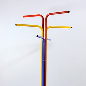 Vintage IKEA Plagg, MEMPHIS Design, Coat Rack by Tord BJORKLUND, 90s Nineties, Bent Metal, Basic Colors, Rigg