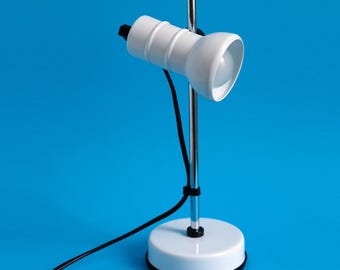 Vintage Italian White Desk Lamp, Adjustable Spotlight, 1980s Postmodern Design