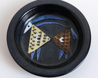 Rare Lisa Larson, Fat Plate, Varieté Series Sweden, MCM Scandinavian Stoneware, Gustavsberg, 12 cm