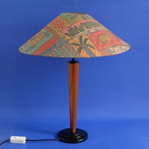 Vintage IKEA Table Lamp – MEMPHIS Style, Postmodern Design, 90s, Teak, Vintage Lighting, Colorful Cone Shade - Scandinavian Design, Rare!