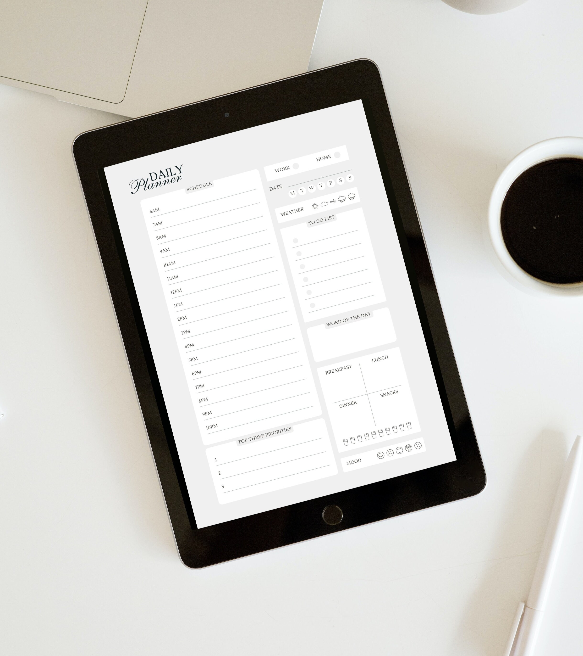 One page daily planner printable digital daily agenda productivity
