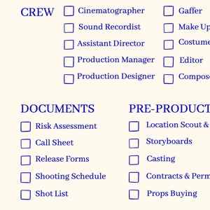 Ultimate Filmmaking Checklist plain - Etsy