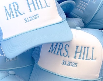 Custom Mr. and Mrs. Trucker Hats, Weddings / Event Favors