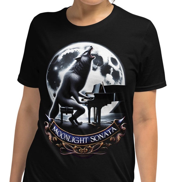 Werewolf Piano T-Shirt: Moonlight Sonata, Full Moon, Halloween