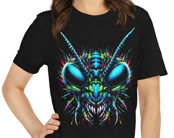Bug Eyed Monster T-Shirt: Electric Neon Alien Mantis