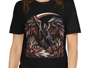 Grim Reaper T-Shirt: Papercut Style Gothic Fantasy Art