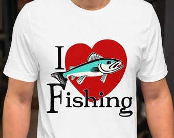 I Heart Fishing T-Shirt: Angler's Shirt, Salmon Graphic, Range of Colors