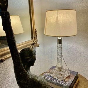Antique French Baccarat Crystal Swirl Pattern Table Lamp