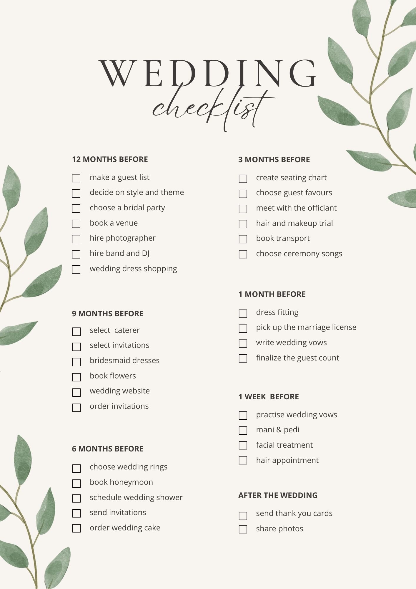 Wedding Checklist Planner ENG & GR - Etsy