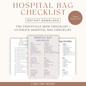 Hospital Bag Checklist Printable, Birth Bag Packing List, Pregnancy Checklist, New Baby Checklist, Maternity Checklist, Instant Download PDF
