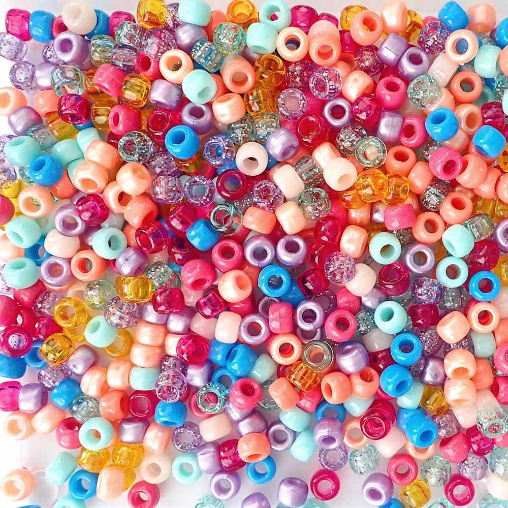 9mm Pony Beads Pastel 100pcs for Bracelets DIY Crow Beads Multi Color in  Bag White Black Red Lot Bulk Beadnova 