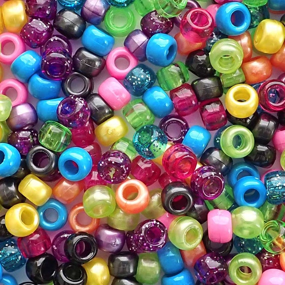 Beach Party Mix Plastic Pony Beads 6x9mm, Made in USA, Craft Beads for  Bracelet Making, Necklaces, DIY Arts Crafts 150 Beads/ Bag 