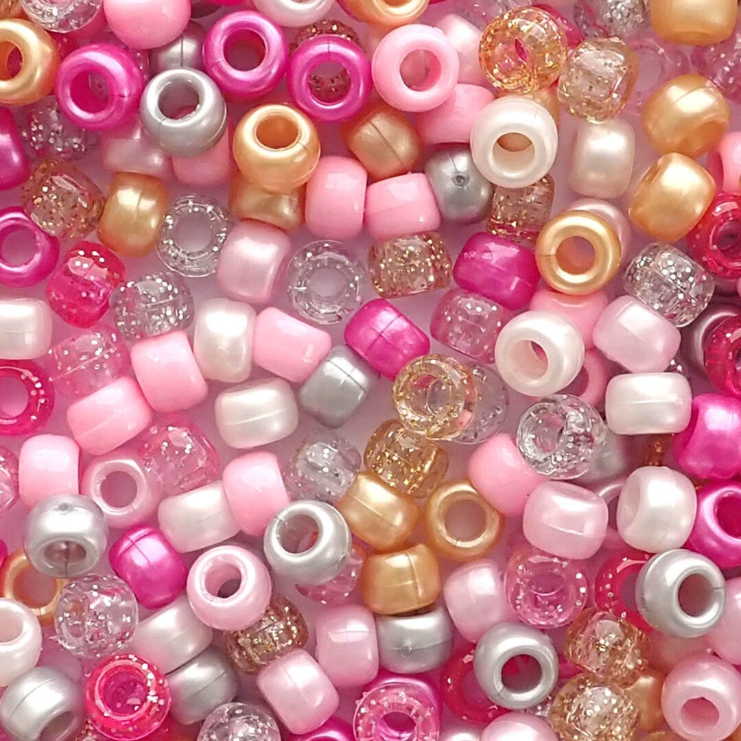 Matte Rainbow Opaque Mix Plastic Craft Pony Beads 6x9mm Bulk, Made