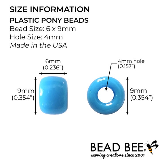 Teal Pearl Plastic Craft Pony Beads 6x9mm, 500 beads Bulk Pack - Bead Bee
