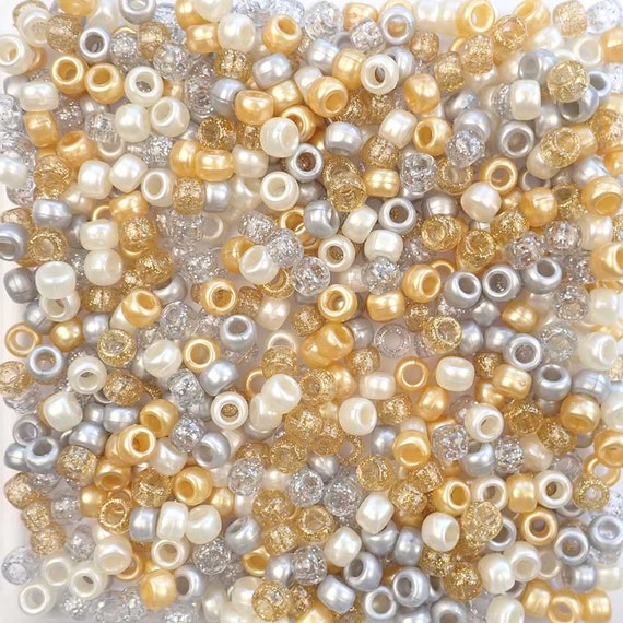 Pastel Pearl Mix Craft Pony Beads 6 x 9mm Bulk Assortment, USA