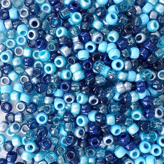 Black Mix Plastic Pony Beads 6 x 9mm, 500 beads