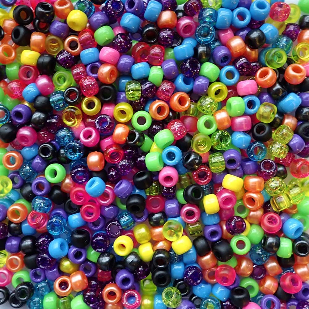 Over 1000 X Mixed Colour Pony Beads an Plastic Beads Jewellery Making Craft  Plastic Mix 