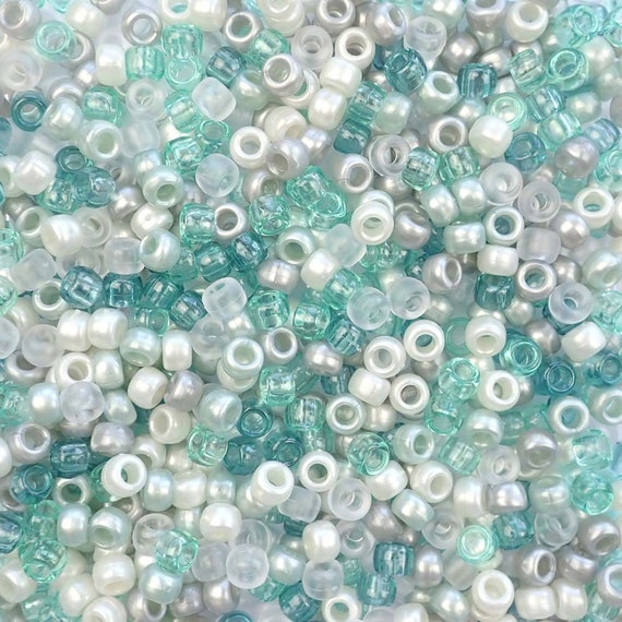 Bridal White Pearl Plastic Pony Beads 6 x 9mm, 150 beads